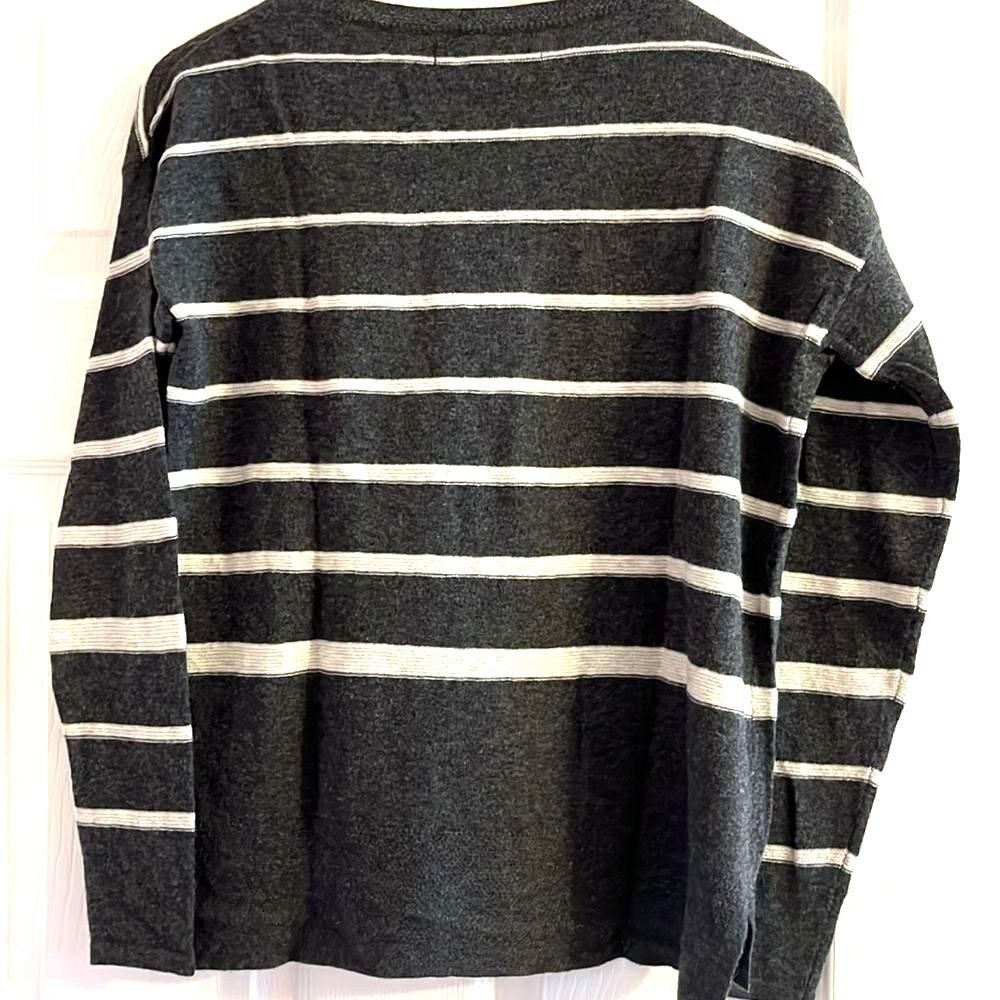 C&C California Merino Wool Pullover Sweater Gray Striped Sz XS Preppy Boho Work - Picture 2 of 8